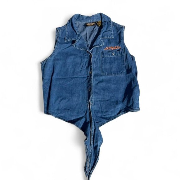 Harley-Davidson Denim Tie-Front Vest - Picture 1 of 6